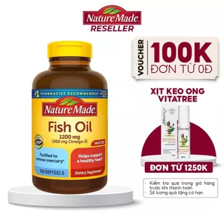 Dầu cá cho bà bầu Nature Made Fish Oil 1200mg giúp tăng cường đề kháng cho mẹ và phát triển não bộ, thị lực của thai nhi