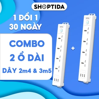 Combo Ổ Cắm Điện Đa Năng WORKZ Shoptida 3 Cổng USB sạc tối đa 12W và Ổ Điện chịu tải 2500W Dây nối dài 3.5M