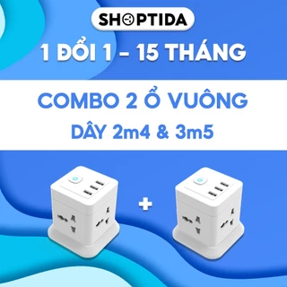 Combo 2 Ổ Cắm Điện Đa Năng CubeZ Shoptida 3 cổng USB sạc tối đa 12W và 4 Ổ Điện chịu tải 2500W Dây nối dài 2.4M