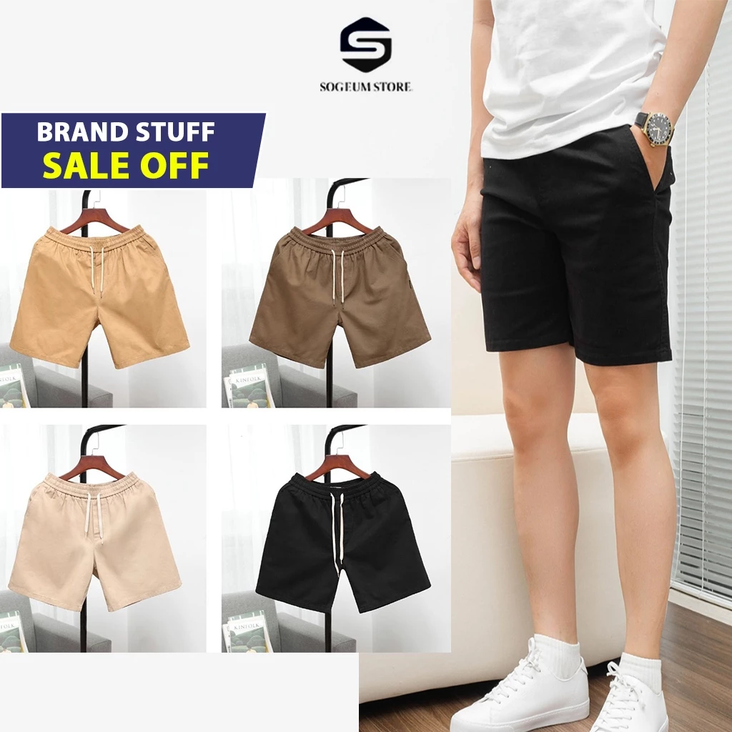 Quần Short Sọt Đùi cộc Kaki cạp chun nam from dáng đùi cộc mùa hè đi biển mềm mịn cao cấp thấm hút tốt Sogeum