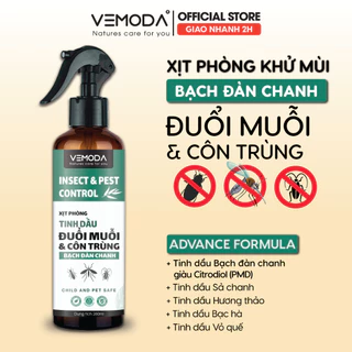 Xịt phòng tinh dầu đuổi muỗi Bạch đàn chanh Vemoda dung tích 260ml - khử khuẩn, thơm phòng, đuổi kiến, đuổi chuột