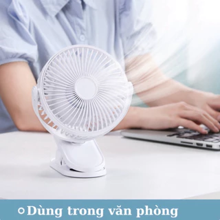 Quạt cầm tay mini kẹp bàn pin tích điện h sử dụng liên tục 12 giờ/ 1 lần sạc đầy