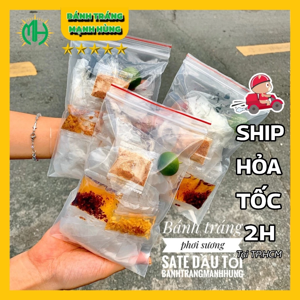 Bánh tráng rìa phơi sương sate dầu tỏi Mạnh Hùng