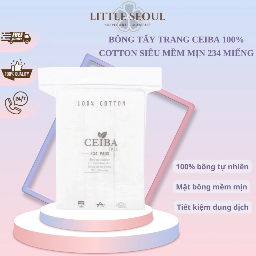 Bông Tẩy Trang Ceiba 100% Cotton Pads 234 miếng dày dặn, mềm mịn chính hãng