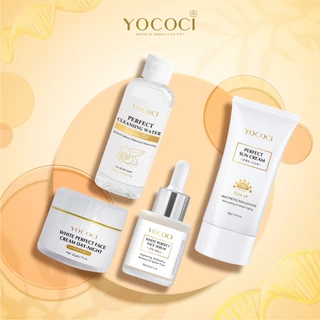 Bộ 4 hoàn hảo cho da mặt chính hãng Yococi gồm Tẩy Trang 100g + Kem Chống Nắng 50g + Kem Face 20g + Serum 20ml