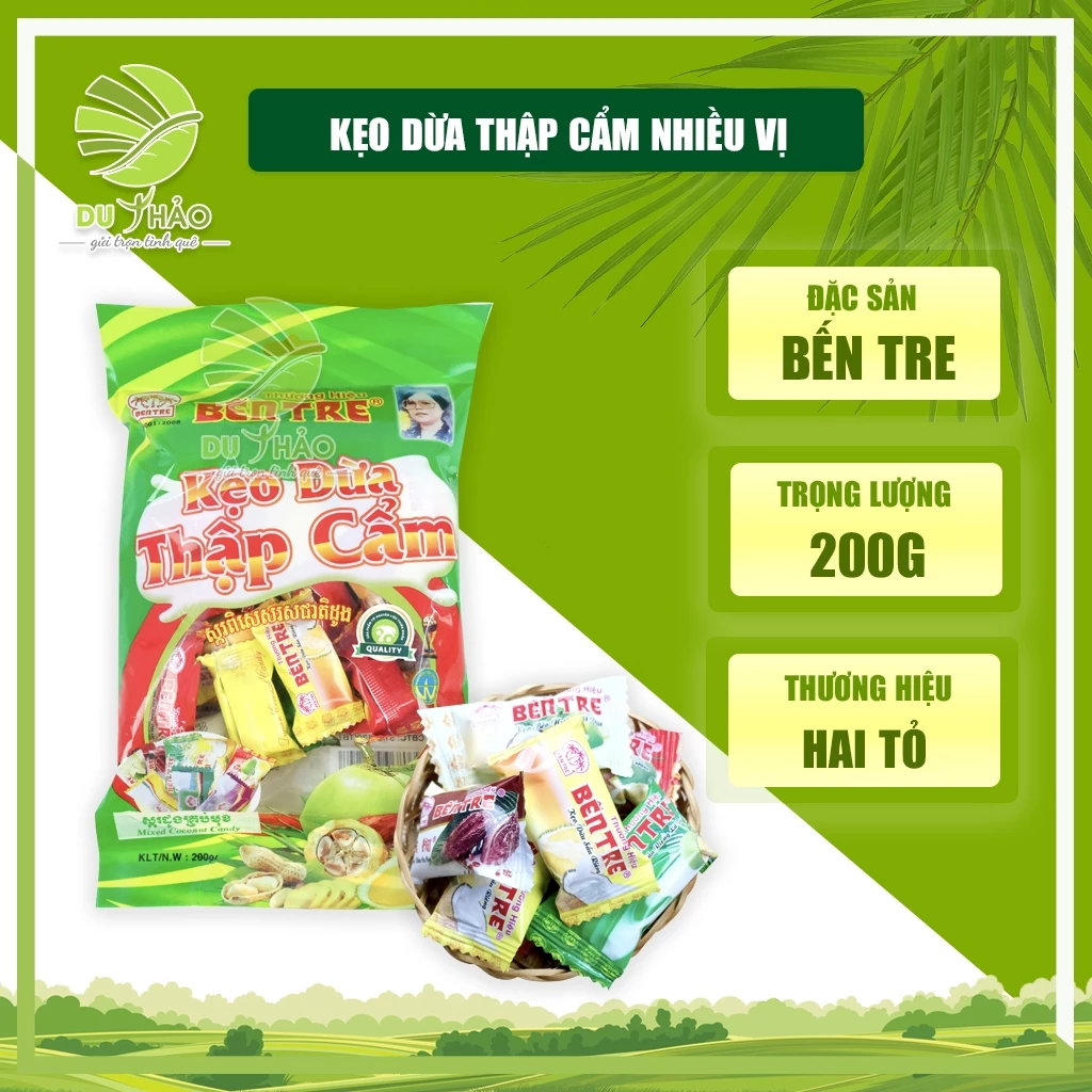 Kẹo dừa thập cẩm nhiều vị, kẹo dừa Bến Tre, bánh kẹo ăn vặt
