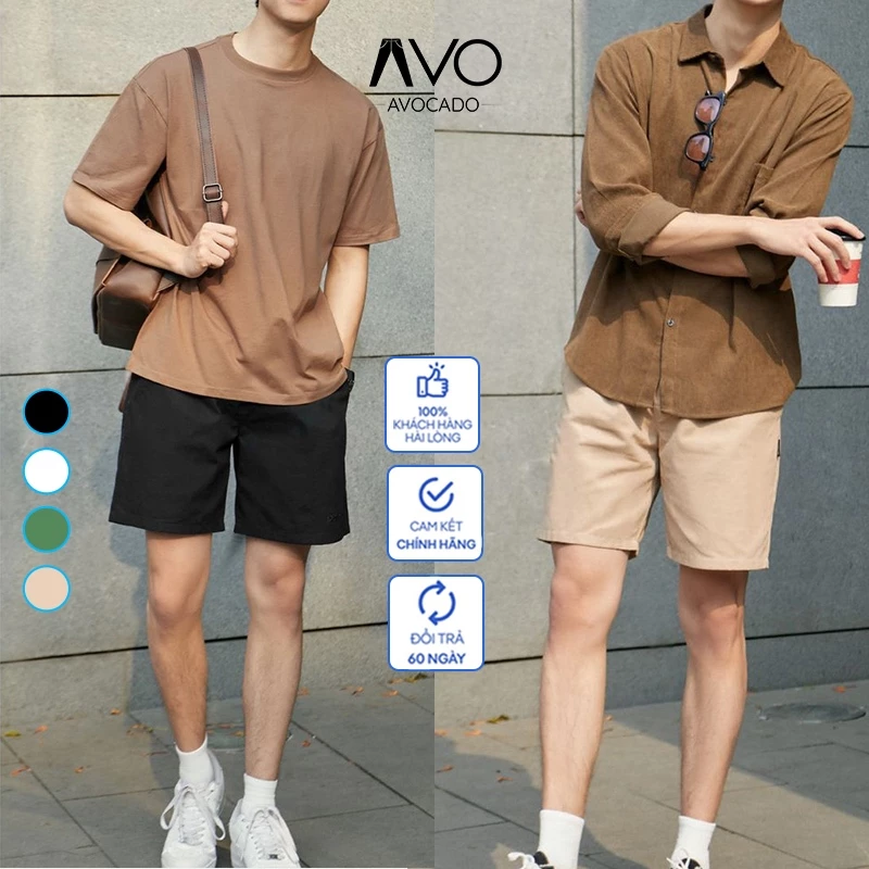 Quần Short sọt đùi cộc Kaki cạp chun nam from dáng đùi cộc mùa hè vải kaki Hàn mềm mịn cao cấp thấm hút tốt Avocado