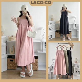 Váy babydoll dáng suông xếp ly 2 dây bản to, đầm 2 dây đi biển tiểu thư MSP LACO74