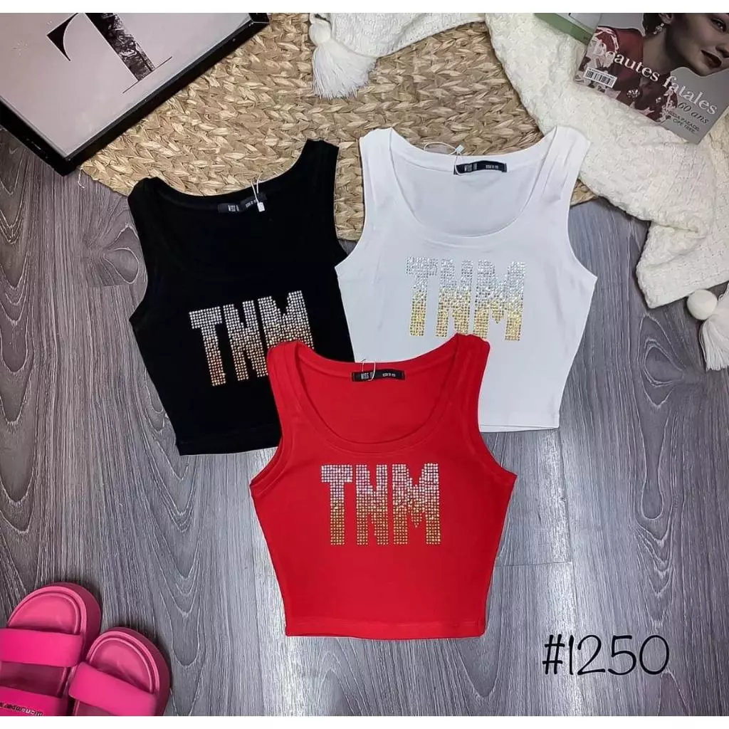 Áo ba lỗ ép đá TNM túi zíp , phom Croptop, vạt ngang cổ tròn  , 3màu trắng đen dỏ, nữ tính  Phù Hợp Mọi Lứa Tuổi