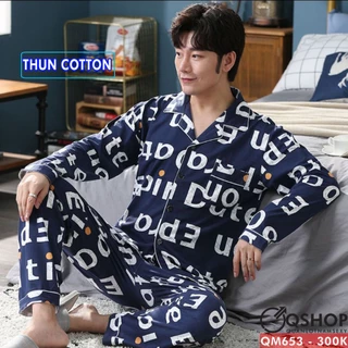 Bộ Pijama nam thun cotton quần dài tay dài QSHOP QM653