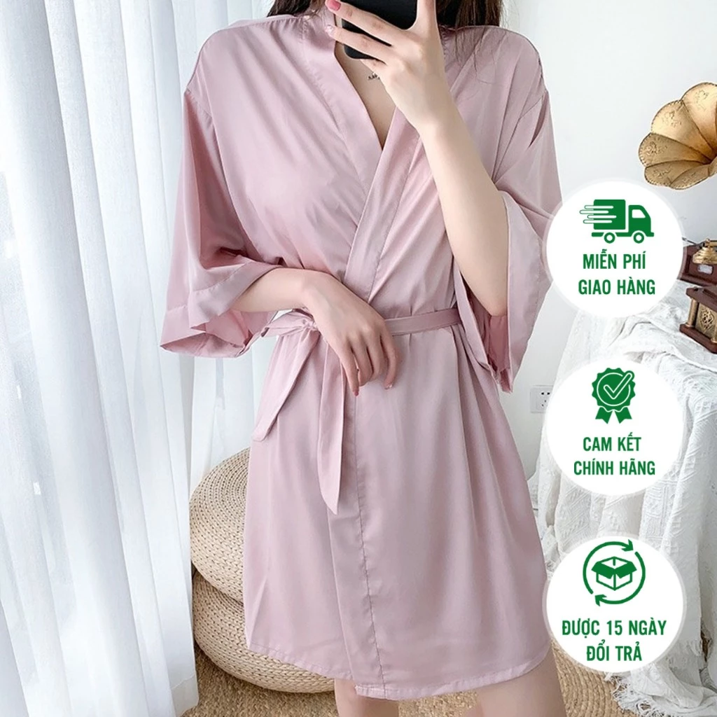 Áo Choàng Ngủ Mặc Nhà Chất Liệu Lụa Satin Cao Cấp Thương Hiệu Lavia X1