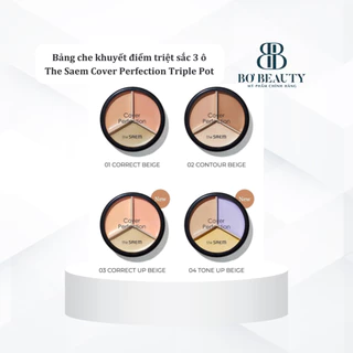 Bảng che khuyết điểm triệt sắc 3 ô The Saem Cover Perfection Triple Pot