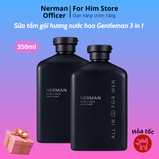 Sữa tắm gội hương nước hoa cao cấp Gentleman 3 in 1 NERMAN dung tích 350ml, loại bỏ bã nhòn, lưu hương suốt ngày dài