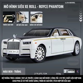 Mô hình siêu xe Phantom Roll Royce tỷ lệ 1:24 có âm thanh ánh sáng chất liệu hợp kim, mô hình ô tô để bàn trang trí