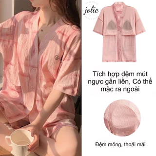 Bộ Ngủ Cổ V Có Đệm Ngực Form Dáng Ngắn Trendy, Dễ Mặc, Chất Liệu Cotton