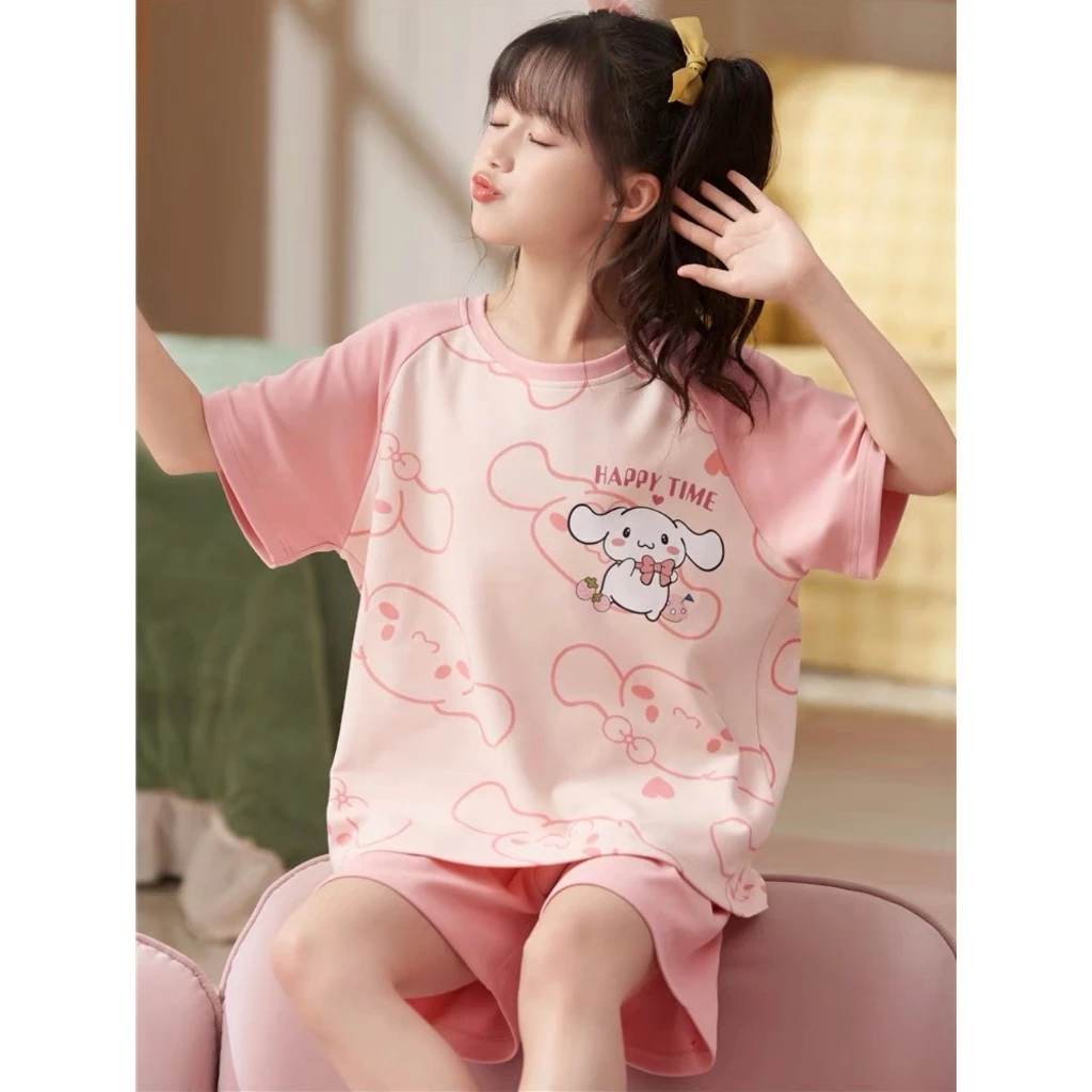 Bộ thun cotton ngắn tay cho bé gái 5 màu cực xinh cực đáng yêu. Bộ thun gồm Quần và Áo cho bé gái từ 9-52Kg