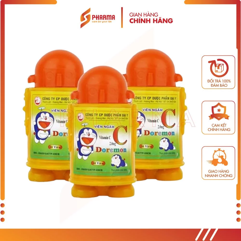 Lọ ngậm Vitamin C Doraemon – Bổ sung Vitamin C, tăng cường giải khát và dinh dưỡng – Đại Y  [Việt Nam] – Lọ x 50 viên