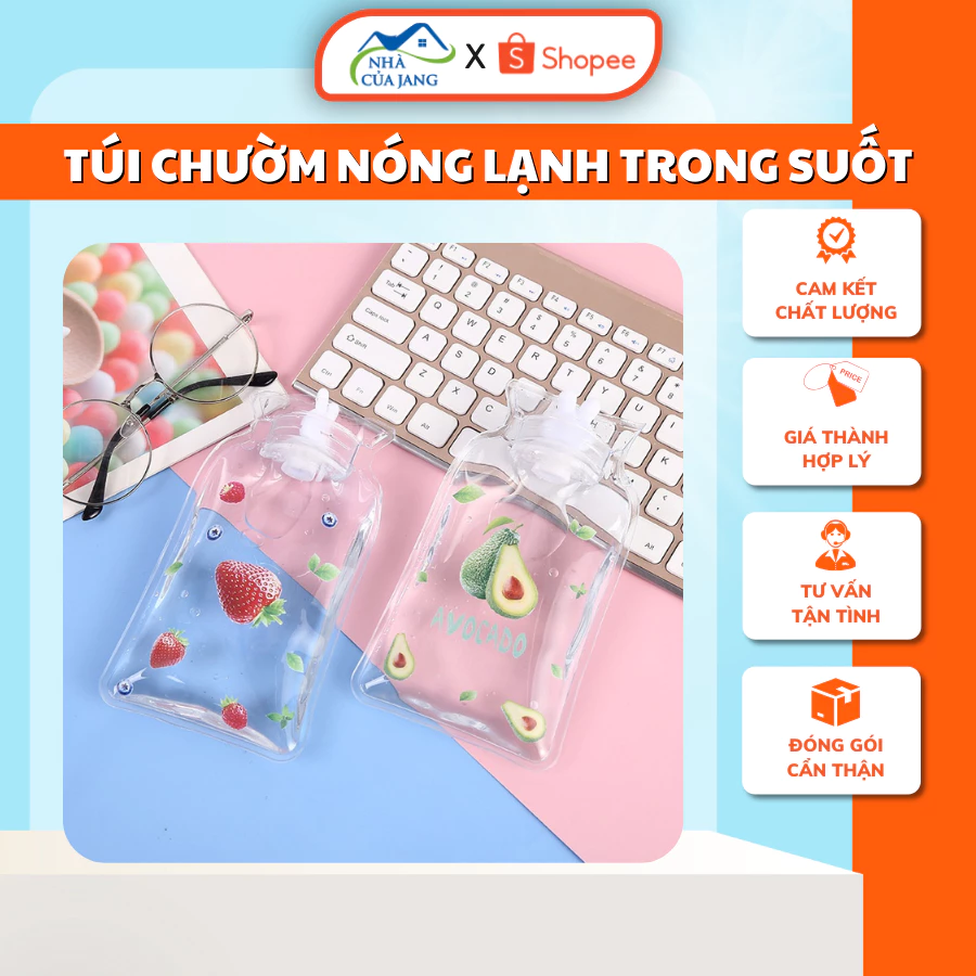 Túi Chườm Nóng Lạnh Trong Suốt - Túi Nước Chườm Giảm Đau Bụng Kinh, Túi Chườm Giữ Ấm, Giữ Nhiệt, Hạ Sốt 350ml - Nhà Jang