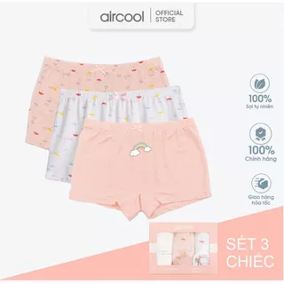 Set 3 quần chip bé gái AIRCOOL dạng đùi, chất liệu cotton mềm mịn, co giãn tốt đáng yêu cho Bé gái từ 2 đến 12 tuổi