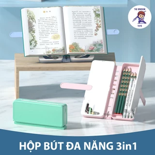 Hộp Bút Đa Năng 3in1 Kiêm Bảng Viết, Giá Đỡ Sách Tặng Kèm Bút Dạ, Khăn Lau Và Sticker - Dụng Cụ Học Tập Gia Dụng Nội Địa