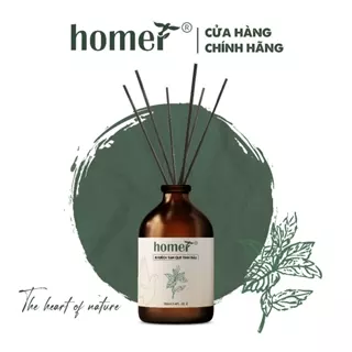 Tinh dầu thơm phòng Bạc Hà khuếch tán dạng que gỗ thiên nhiên HOMER dung tích 100ml/250ml - Thơm suốt 600 giờ, khử mùi