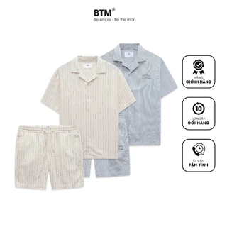 Set Bộ Nam Cộc Tay BTM Kẻ Sọc Vải Linen Cotton - Mã 1.583