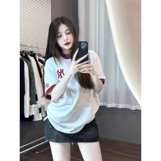 Áo thun nữ tay lỡ in chữ NYYY A20 phong cách Hàn Quốc form rộng unisex nam nữ siêu hot