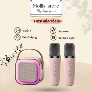 Loa Karaoke mini kèm mic Loa bluetooth K12 Không Dây 2 micro Thiết Kế Nhỏ Gọn Hát Cực Hay | LOA K12