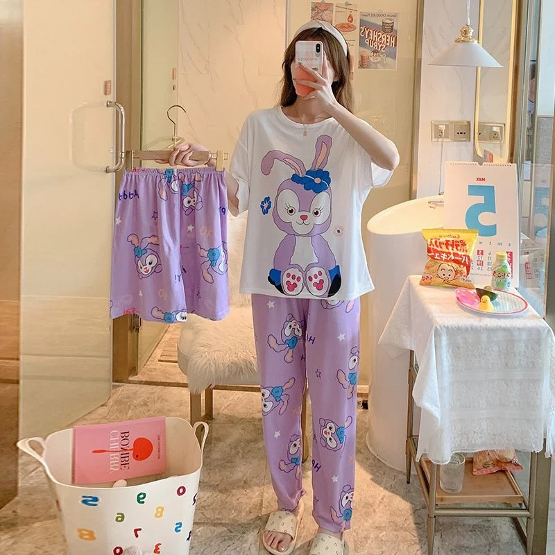 Bộ ngủ nữ 3 món cotton mềm mát họa tiết xinh xắn MS9093 🎀 Bộ ngủ mặc nhà 🎀 Đồ ngủ xinh