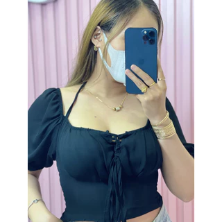 Áo croptop bigsize nữ 45-80kg KimFashion, croptop bigsize tay dài trể vai AC08