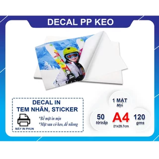 50 TỜ DECAL PP KEO KHỔ A4