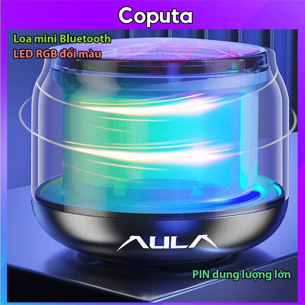 Loa bluetooth mini Coputa loa nghe nhạc điện thoại máy tính LED RGB công suất lớn Aula BS302