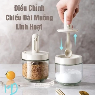 Hũ đựng gia vị kèm thìa,lọ đựng gia vị kèm thìa có thể điều chỉnh dài,ngắn tiện lợi