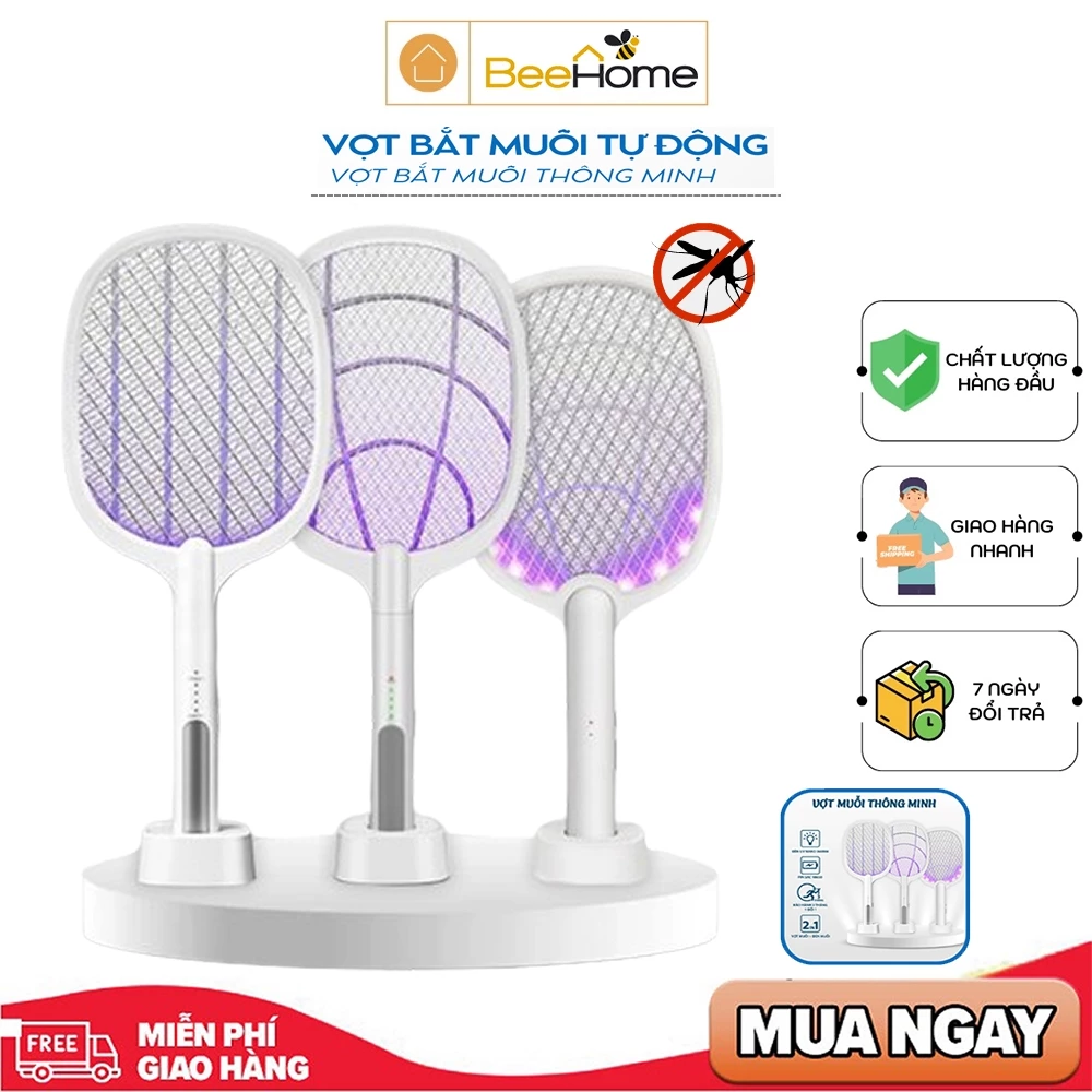 Vợt muỗi thông Minh Kiêm Đèn Bắt Muỗi Tự Động 2 Trong 1 Pin sạc 1200 mah Tăng Điện Thế 3000V - BẢO HÀNH 12 THÁNG