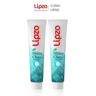 Combo 2 Kem Đánh Răng Lipzo Shiny Clean 185g Vị The Mát Diệt Khuẩn Khử Mùi, Không Bào Mòn Men Răng Từ Khoáng Chất Vỏ Sò