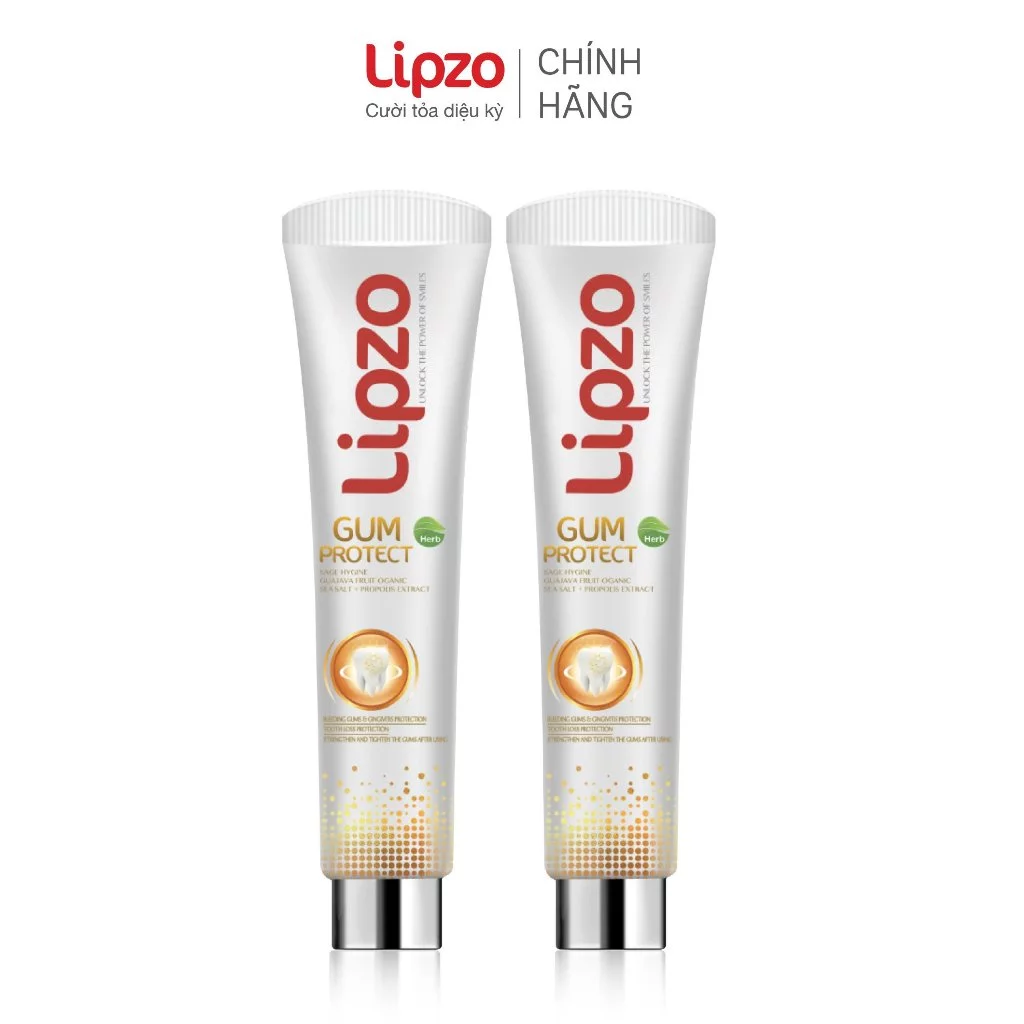 [Combo 2] Kem Đánh Răng Lipzo Gum Protect 185g Ngăn Ngừa Tụt Nướu Và Chảy Máu Chân Răng, Ngừa Khuẩn, Cho Răng Chắc Khoẻ