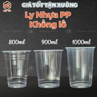 SET 50 Ly Nhựa PP Khổng Lồ 800ml-900ml-1000ml, nắp phi 117mm, Ly Cà Phê Trà sữa