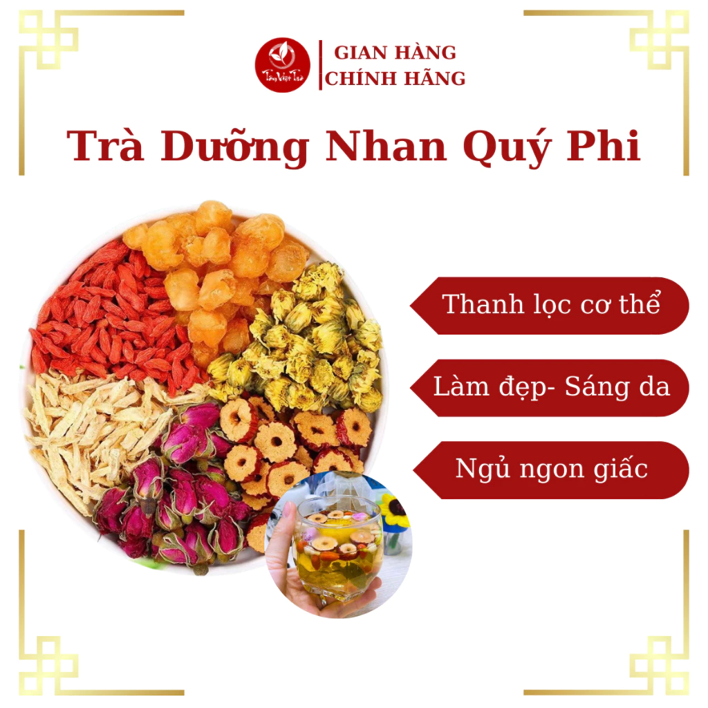 Trà Dưỡng Nhan Quý Phi [ Long Nhãn, Hoa Cúc, Kỷ Tử, Hoa Hồng, Nho Xanh,Táo Đỏ]