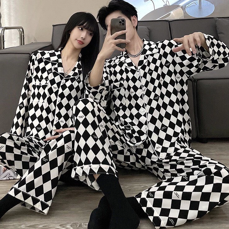 Bộ Đồ Ngủ Tay Dài Kẻ Caro Phù Hợp Được Cả Nam Và Nữ Mặc Nhà Hay Đi Dạo Đều Đẹp #XuongMayPhươngTrần7T36