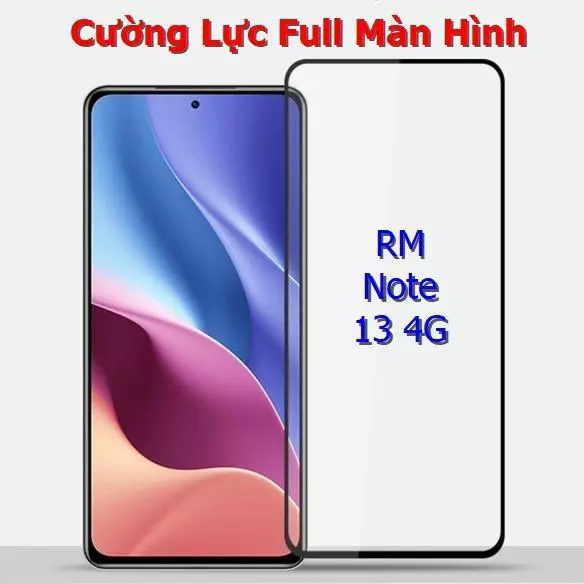 (F21) Miếng Dán Cường Lực Xiaomi Redmi Note 13 4G Full Màn Hình Full Keo Màu Đen