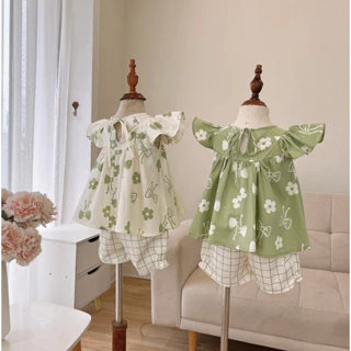 SET BỘ CÁNH TIÊN XANH - Áo babydoll, chất vải lụa siêu xịn min, mát mẻ thích hợp cho mùa hè