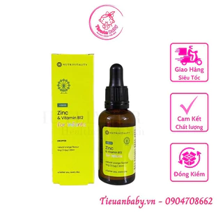 Kẽm giọt + Vitamin B12 Nutrivitality Nội địa Anh lọ 30ml