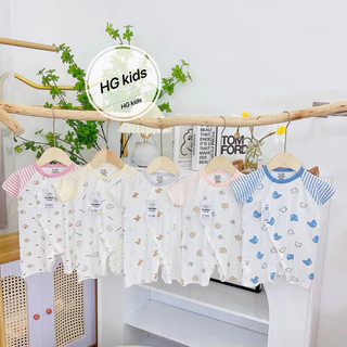 [Hoạ tiết ngẫu nhiên] Body liền thân sọc phối HANNY (HG kids) chất petit cho bé sơ sinh.