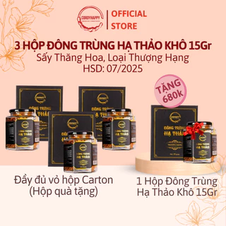 Combo 3 Hộp Đông Trùng Hạ Thảo Khô Sấy Thăng Hoa CordyHappy 15Gr