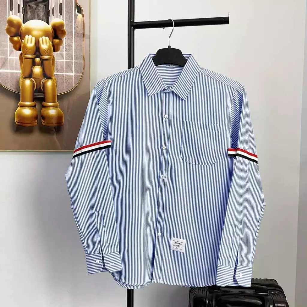 Áo Sơ Mi Thom Nam Nữ Viền Tay Sọc 3 Màu Kẻ Xanh Và Xám, Áo Sơ Mi Chất Liệu Cotton Cao Cấp Nhất Năm 2024