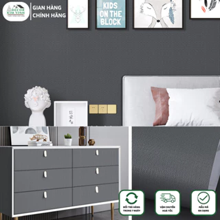 Decal Giấy Dán Tường Decor Kim Vinh Màu Xám Đậm Nhám Keo Sẵn Khổ Rộng 60cm Cuộn 3m