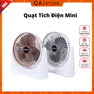 Quạt Tích Điện Mini Để Bàn Super Fan - Công Suất Lớn 3 Cấp Độ Gió Siêu Mát Động Cơ Êm Ái Xoay 210