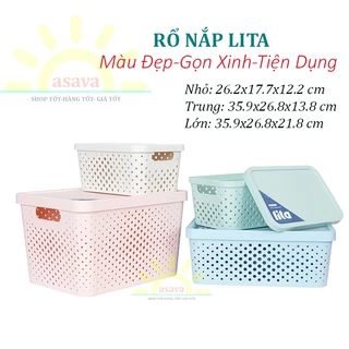 Rổ Nhựa Chữ Nhật Có Nắp Lita - Đơn Giản, Đẹp Gọn, Tiện Dụng ( Giỏ Nhựa Có Nắp/ Giỏ Đựng Đồ Đa Năng)