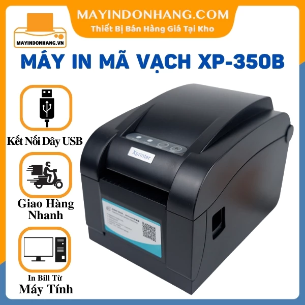 Máy in mã vạch Xprinter XP 350B / Xprinter 350B in decal 2 tem và in vận đơn TMDT Shopee Giá Rẻ Nhất Shopee