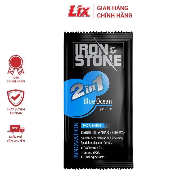 QUÀ TẶNG KHÔNG BÁN dầu tắm gội IRON&STONES thơm mượt tóc dành cho nam và nữ - dây 14 gói 5g